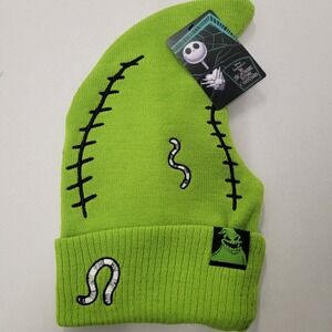 NEW Disney Nightmare Before Christmas Oogie Boogie Neon Green Figural Beanie Hat